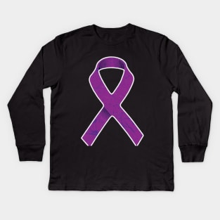 Illness Awareness Shirt - Purple Ribbon for Support Kids Long Sleeve T-Shirt